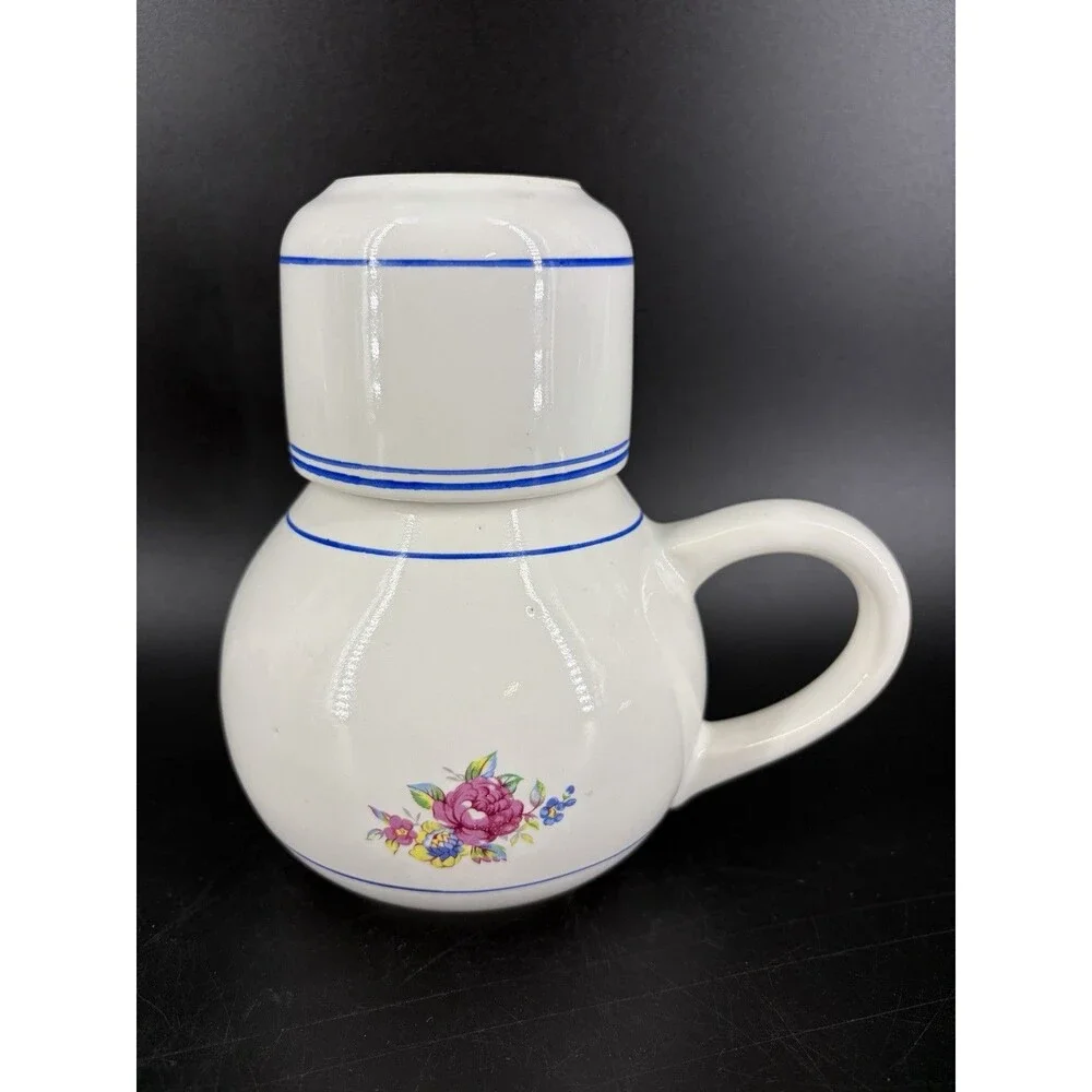 Carafe & Bedside Porcelain Cup Tumble Up Transfer ware Roses